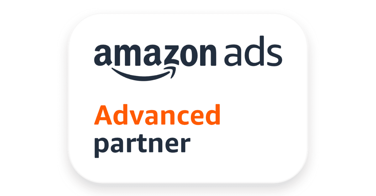 Certification badge for Amazon Ads Partner, representing professional skills in managing and optimizing Amazon advertising campaigns.