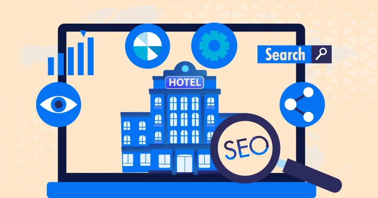 Hotel solutions SEO case study showing organic traffic growth from 1 to 150+ monthly visitors for UniqueVisionary.com hospitality tech website